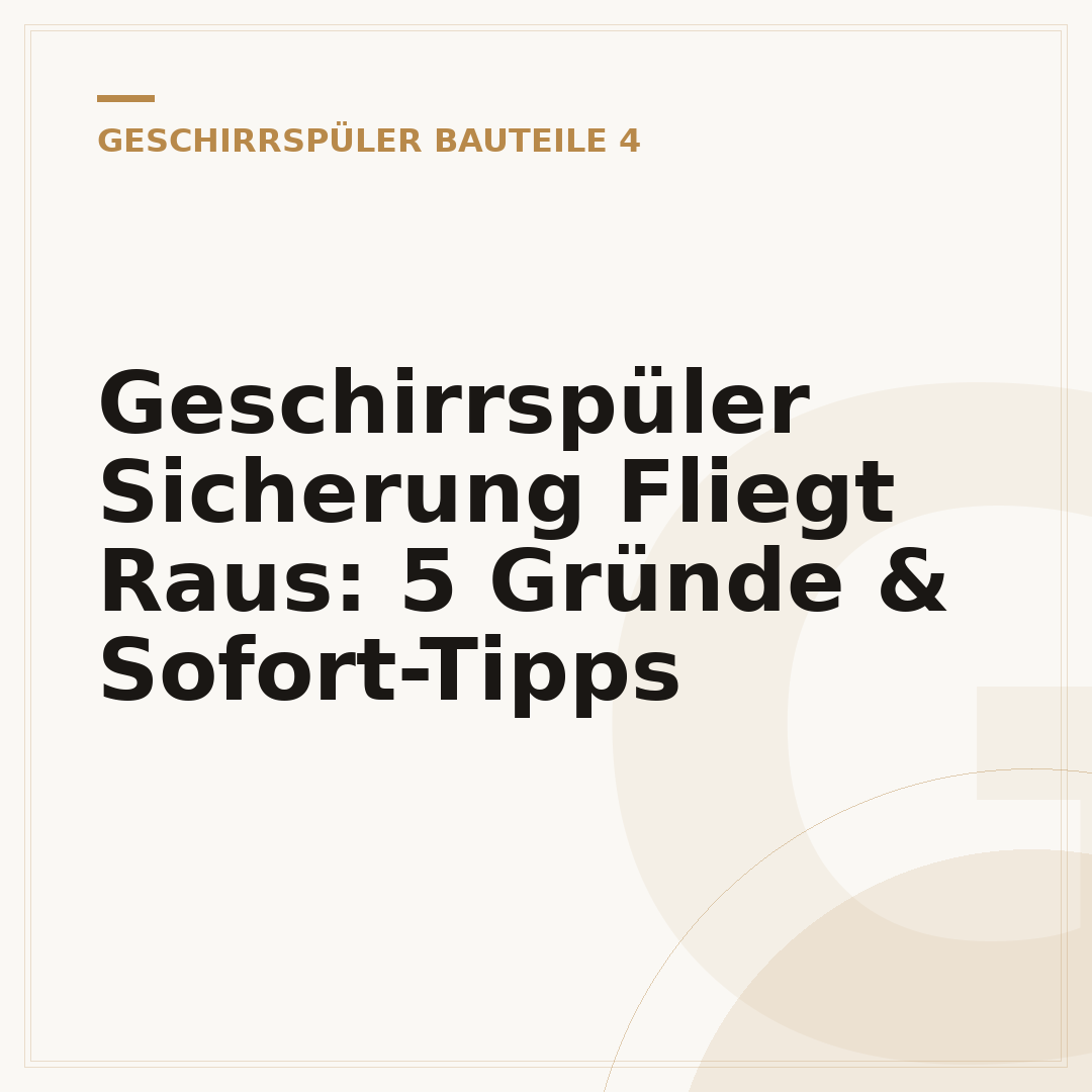 Geschirrspüler Sicherung Fliegt Raus: 5 Gründe & Sofort-Tipps