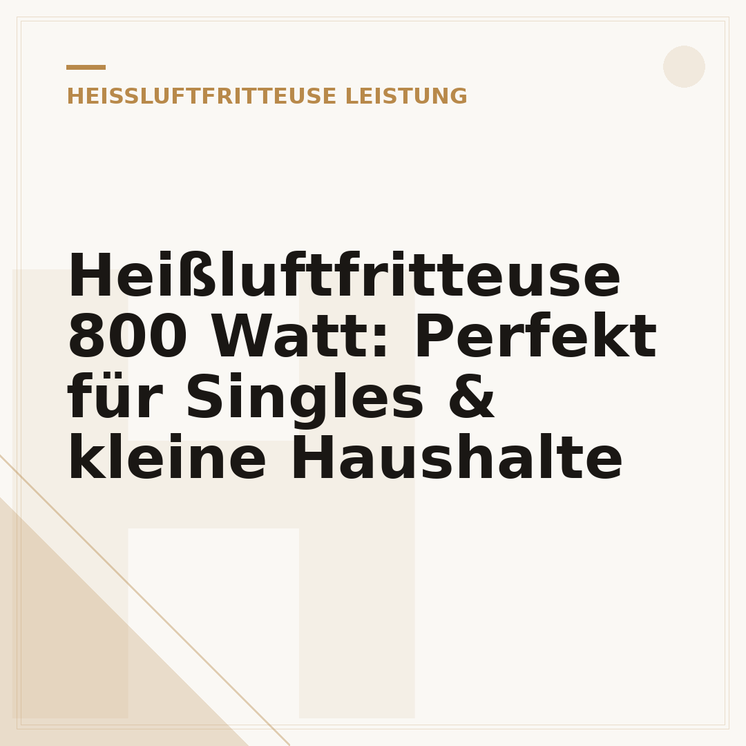 Heißluftfritteuse 800 Watt: Perfekt für Singles & kleine Haushalte
