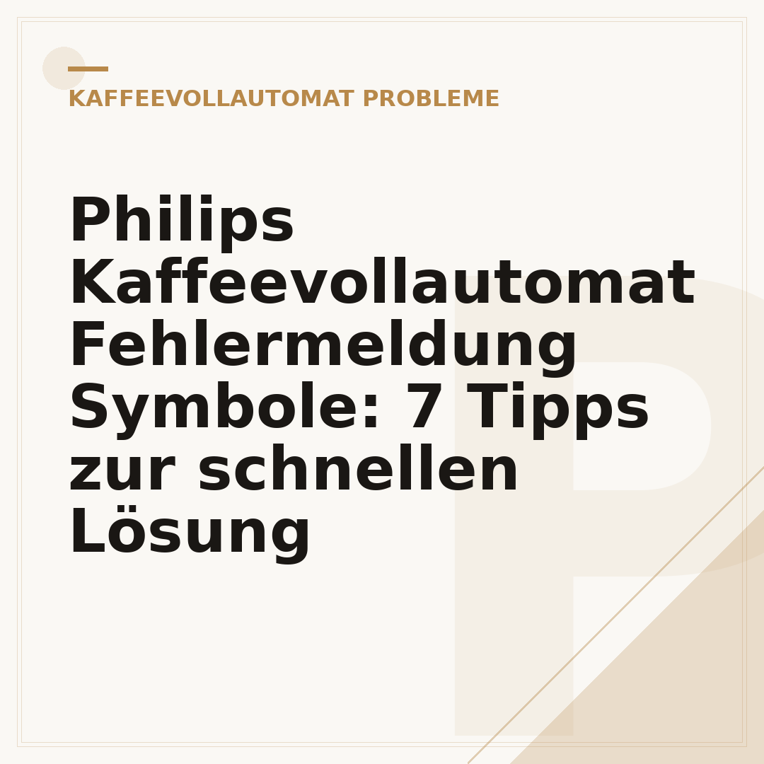 Philips Kaffeevollautomat Fehlermeldung Symbole: 7 Tipps zur schnellen Lösung