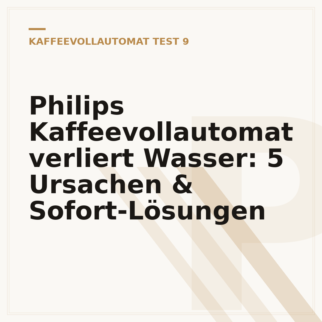 Philips Kaffeevollautomat verliert Wasser: 5 Ursachen & Sofort-Lösungen