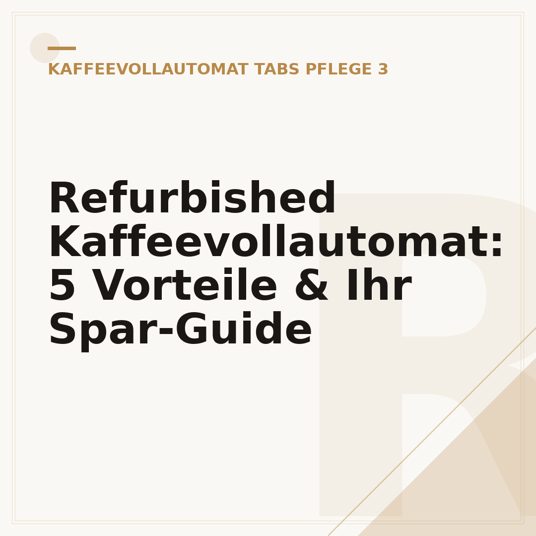 Refurbished Kaffeevollautomat: 5 Vorteile & Ihr Spar-Guide