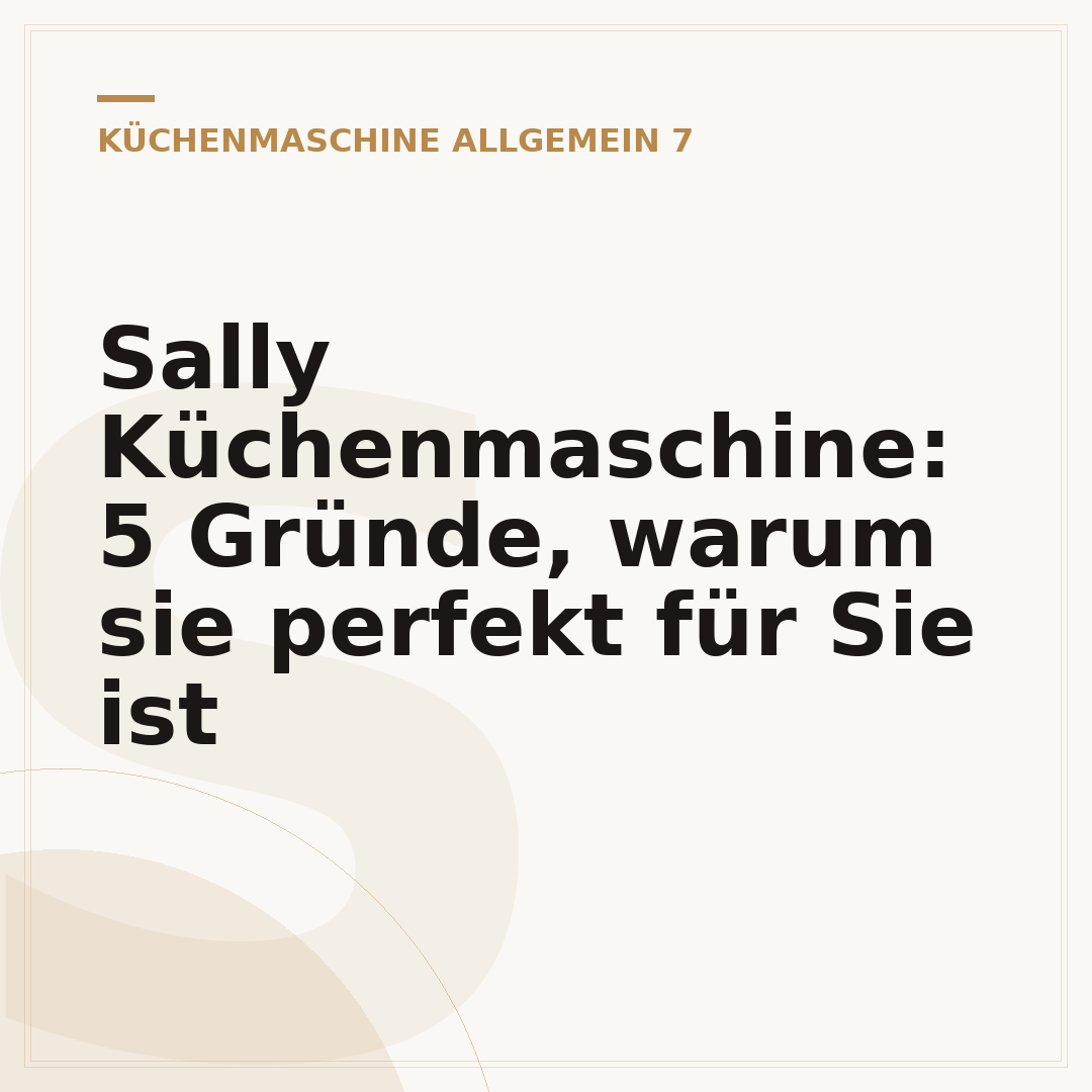 Sally Küchenmaschine: 5 Gründe, warum sie perfekt für Sie ist