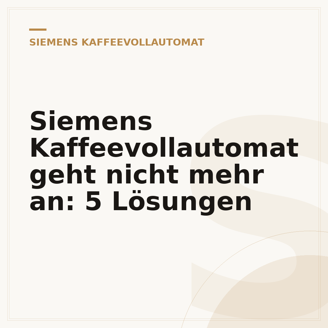 Siemens Kaffeevollautomat geht nicht mehr an: 5 Lösungen
