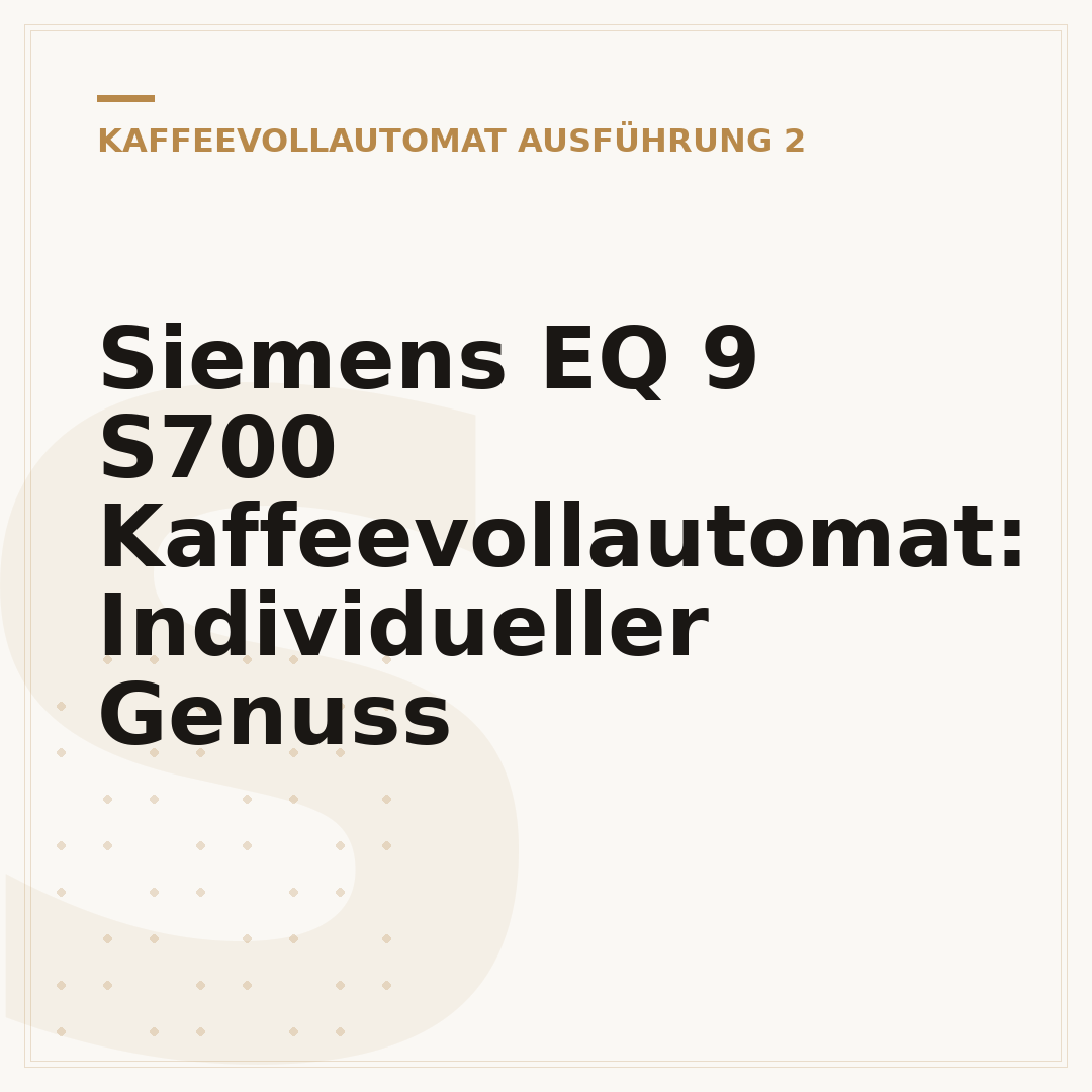 Siemens EQ 9 S700 Kaffeevollautomat: Individueller Genuss